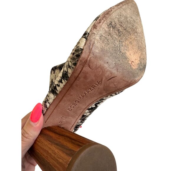 BCBGMAXAZRIA  Snake Print Leather Mules Heels Size 7.5 - Picture 8 of 8